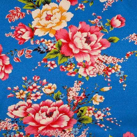 Colorful floral pattern on a blue background