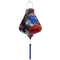 Teardrop shape Vietnamese lantern with silhouette of branches in hues of orange, red, and blue.