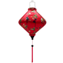 Lozenge shaped lantern with pink tassel featuring a print of various birds in flight with peach flowers against a hot pink.