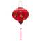 Round shaped lantern with pink tassel featuring a print of various birds in flight with peach flowers against a hot pink.