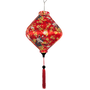 Red Lozenge shaped silk lantern with yellow floral patterns 