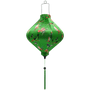 Lozenge shaped lantern with green tassel.