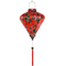 Diamond shaped lantern with Blacknaped Oriole birds perched in a tree with pink flowers.
