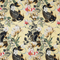 Polyester silk fabric used to created Hoi An Vietnamese lanterns with a print of black koi swimming on a cream background, with white roses and orchids.