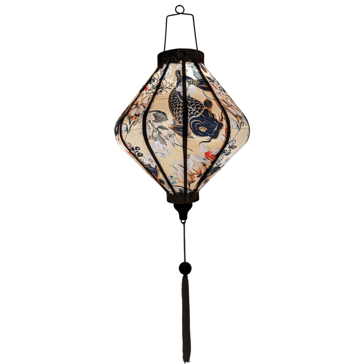 Glowing Lozenge shaped Vietnamese Lantern.