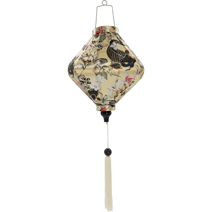 Lozenge shaped Vietnamese Lantern with white tassel.