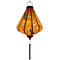 Glowing Vietnamese lantern with blue birds on orange.