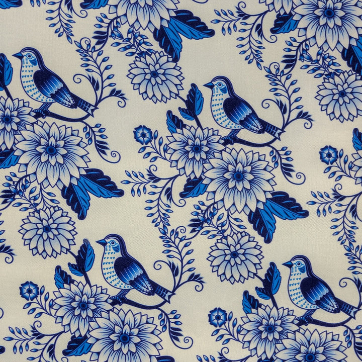 Blue Birds & Flowers Silk Lantern