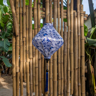 Blue Birds & Flowers Silk Lantern