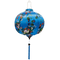Round shape Vietnamese lantern with wild flowers in a rainbow of colours against a blue background.