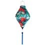 Tube shape Vietnamese Lantern with blue tassels and chrysanthemum flowers.