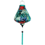 Teardrop shape Vietnamese Lantern with blue tassels and chrysanthemum flowers.