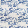Blue bonsai print on white made from polyester silk for handmade Vietnamese lanterns from Hoi An.