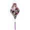 Tube Vietnamese silk lantern with botanical floral pattern with pinks and purples on white background. 