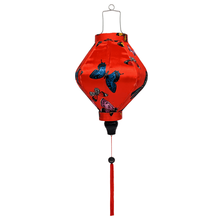 20 cm Tube shaped lantern with red tassel.