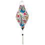Hanging lantern with white tassel, floral and butterfly design on a white background