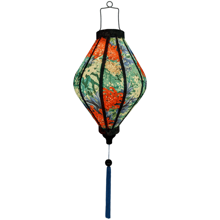 Glowing Tube shaped silk lantern.