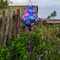 Handmade purple Hoi An lantern with colourful fan patterns, traditional Vietnamese silk decor for home and events.