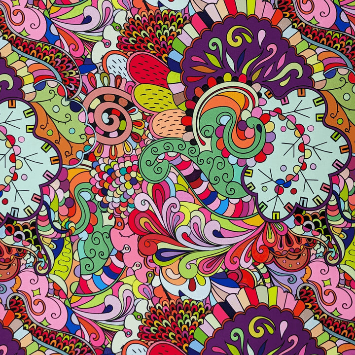 Polyester silk fabric featuring various colourful patterns and shapes used to create Vietnamese Hoi An Lanterns.