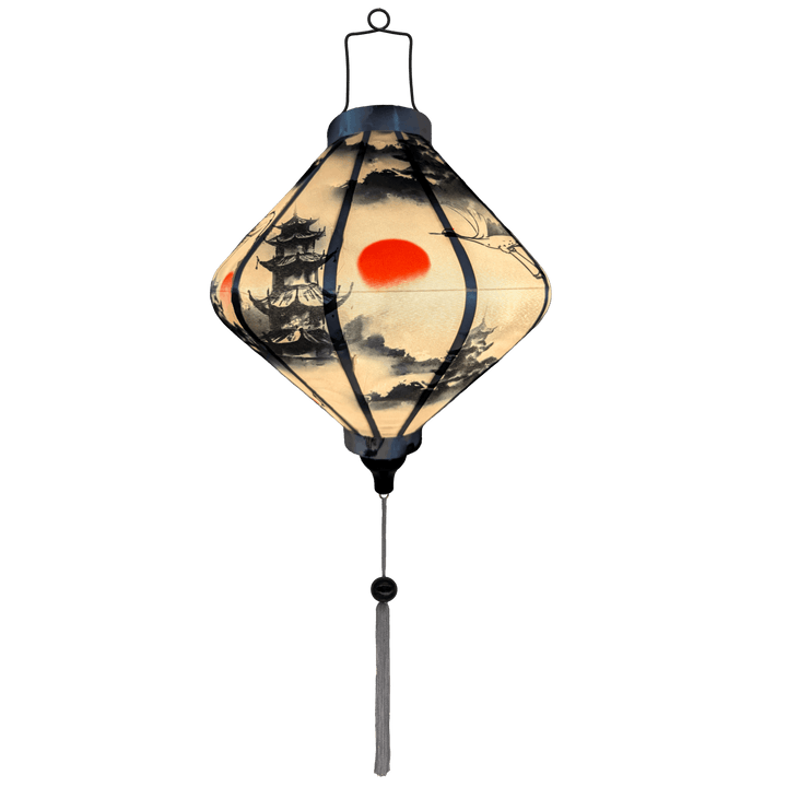 Glowing Lozenge shaped lantern.