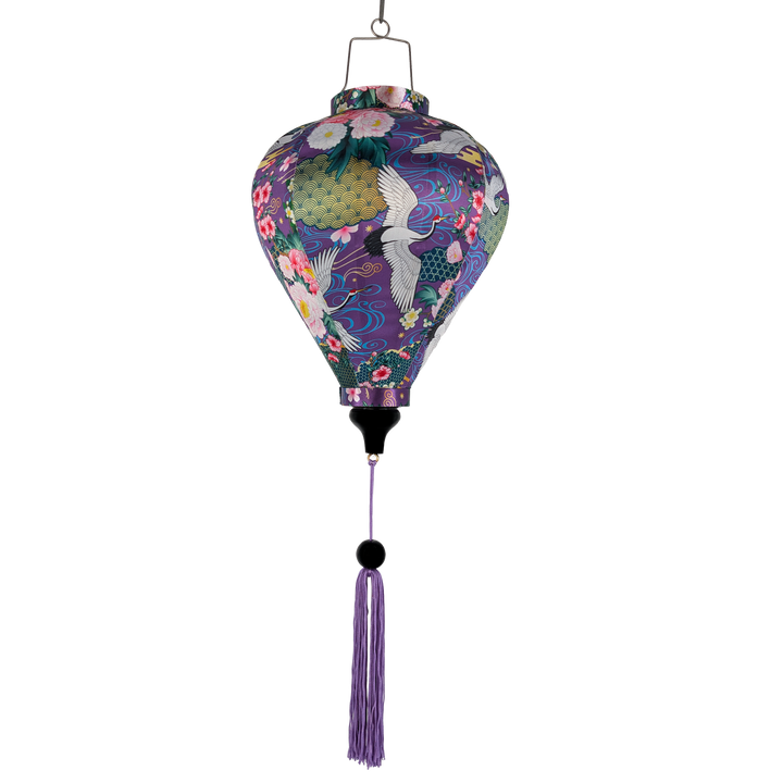 Cranes & Flowers on Purple Lantern