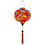 Round red silk lantern with cranes design and red tassel