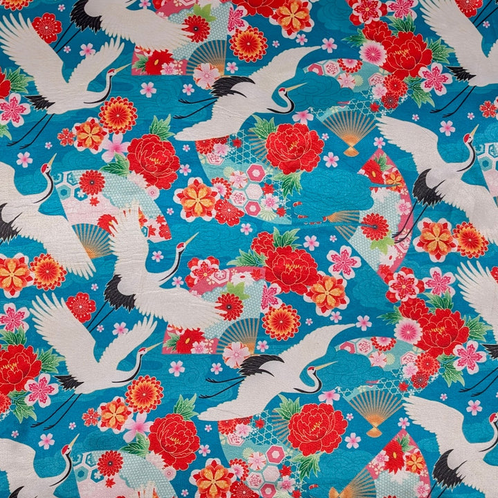 Cranes & Patterns on Teal