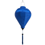 Hanging balloon shaped lanterns in blue jacquard silk with a matching blue tassel.