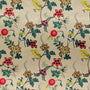 Polyester silk fabric used to create handmade Hoi An Lanterns featuring delicate flowers against creamy background.