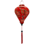Balloon shaped lantern with red tassel and print of golden dragons and large pink chrysanthemums to celebrate the Year of the Dragon.