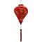 Balloon shaped lantern with red tassel and print of golden dragons and large pink chrysanthemums to celebrate the Year of the Dragon.