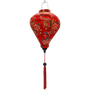 Balloon shaped lantern with red tassel and print of golden dragons and large pink chrysanthemums to celebrate the Year of the Dragon.