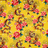 Dragons & Flowers on Yellow