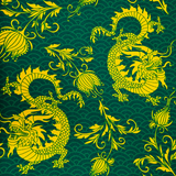 Golden Yellow Dragons on Green