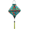 Lozenge shaped Vietnamese lantern with green tassel.