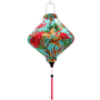 Lozenge shaped lantern with pink tassel.
