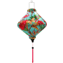 Lozenge shaped lantern with pink tassel.