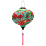 Round Hoi An Vietnamese lantern with flamingos on blue and pink tassel.
