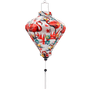 Diamond shape Vietnamese lantern with flamingos and bird of paradise flowers on a white background.
