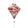 Diamond shape Vietnamese lantern with flamingos and bird of paradise flowers on a white background.