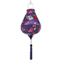 Garlic shaped lantern with purple tassel and flower cranes on a purple background