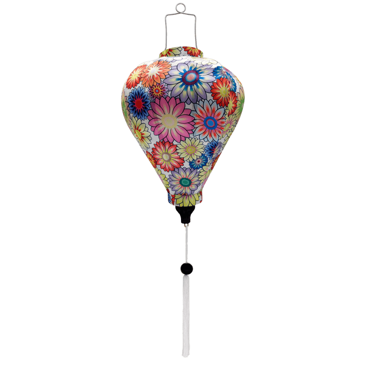 Balloon shaped lantern with white tassel.