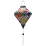 Lozenge shaped lantern with flowers illustration and white tassel.