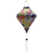 Lozenge shaped lantern with flowers illustration and white tassel.