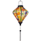 Glowing Diamond shaped lantern with beautiful illustration of flowers.