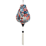 Hanging Garlic shaped silk lantern with geometric pattern on a white background and white tassel