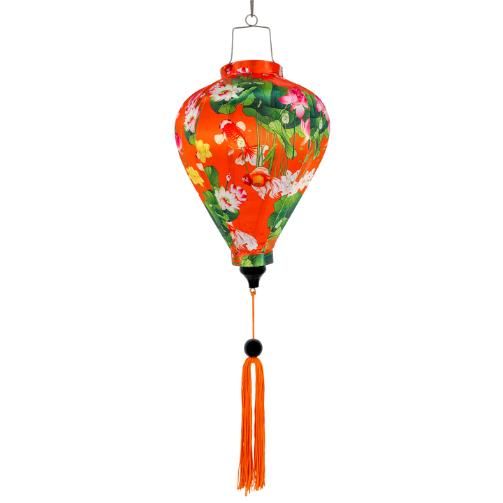 Gold Fish & Flowers on Orange