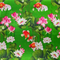 Polyester silk fabric featuring goldfish and pink lotus flowers with large green leaves on green background, ideal for garden decor and cozy lighting.
