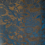 Textured Jacquard silk fabric with blue and gold colour patterns