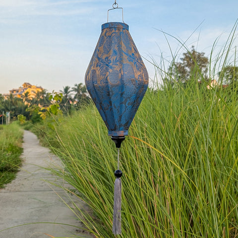 Jacquard Silk Gold & Blue Lantern